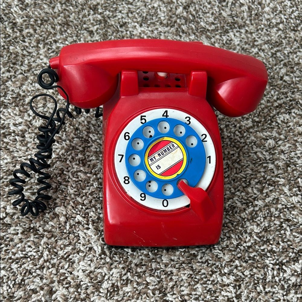 Vintage Red and Blue Toy Phone